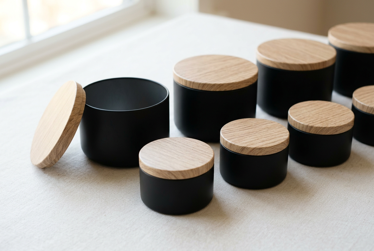 Wood Grain Lid Candle Tins