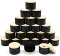 YJHSS 24 Pack 8 oz Black Candle Tins, Wood Grain Metal Lids