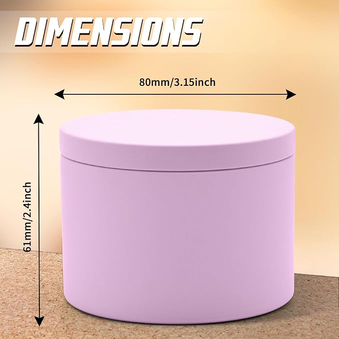YJHSS 24 Pack 8 oz Pink Candle Tins with Lids, Tinplate