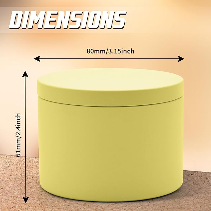 YJHSS 24 Pack 8 oz Yellow Candle Tins with Lids, Tinplate