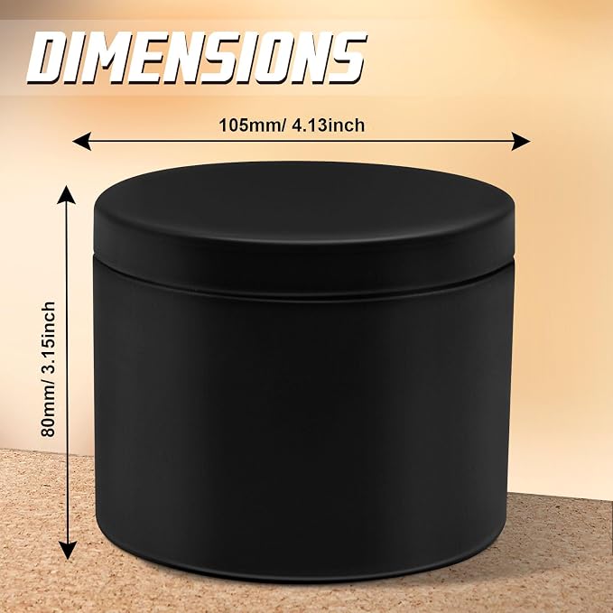 YJHSS 12 Pack 16 oz Black Candle Tins with Lids, 4.13 x 3.15 in