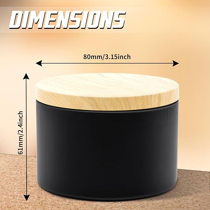 YJHSS 24 Pack 8 oz Black Candle Tins, Wood Grain Metal Lids
