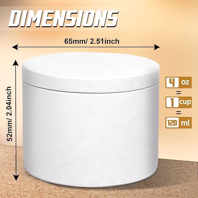 YJHSS 24 Pack 4 oz White Candle Tins with Lids, Tinplate